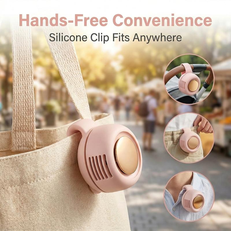 ❄️Mini Bladeless Clip Fan –5H Battery Life🔋Portable Rechargeable Silent Cooling Fan with 3 Speeds &amp; 360° Rotation-AUX