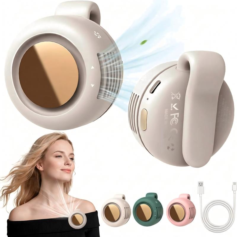 ❄️Mini Bladeless Clip Fan –5H Battery Life🔋Portable Rechargeable Silent Cooling Fan with 3 Speeds &amp; 360° Rotation-AUX